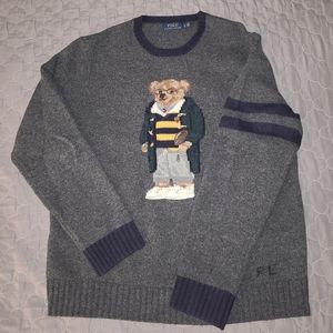 VINTAGE RALPH LAUREN POLO BEAR SWEATER RUGBY KNIT XL VTG FOOTBALL